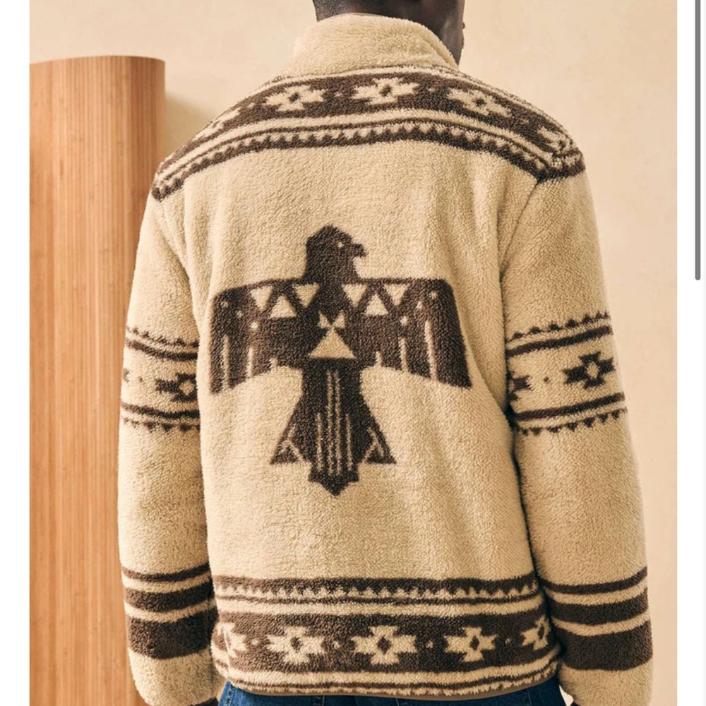 Faherty Steven Paul Judd High Pile Fleece Reversible Jacket in Sand Dune Size L - Picture 4 of 12